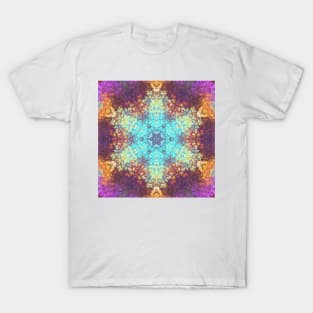 Digital Mandala Blue Yellow and Purple T-Shirt